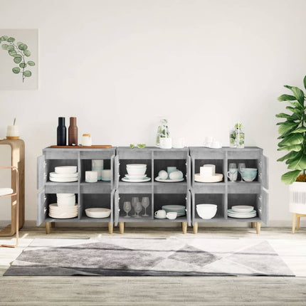 Skänk 3 st betonggrå 60x35x70 cm konstruerat trä