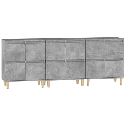 Skänk 3 st betonggrå 60x35x70 cm konstruerat trä