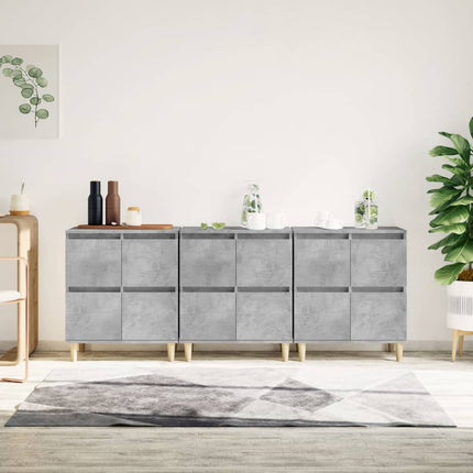 Skänk 3 st betonggrå 60x35x70 cm konstruerat trä