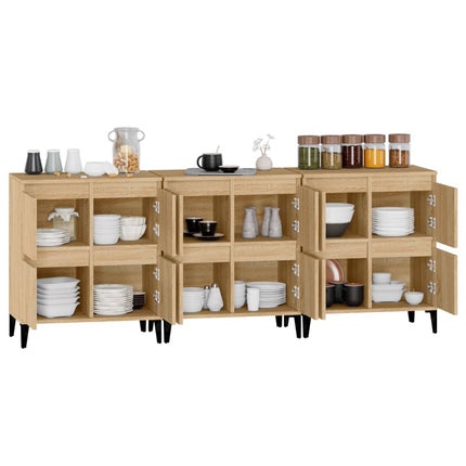 Skänk 3 st sonoma ek 60x35x70 cm konstruerat trä