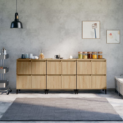 Skänk 3 st sonoma ek 60x35x70 cm konstruerat trä