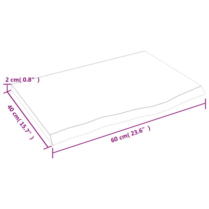 Bordsskiva 60x40x2 cm obehandlad massiv ek