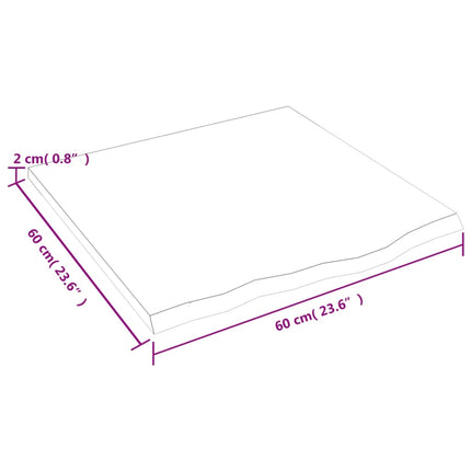 Bordsskiva 60x60x2 cm obehandlad massiv ek