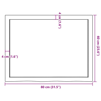 Bordsskiva 80x60x(2-4) cm obehandlad massiv ek