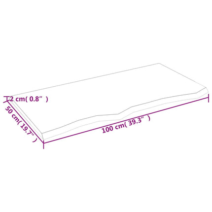 Bordsskiva 100x50x2 cm obehandlad massiv ek
