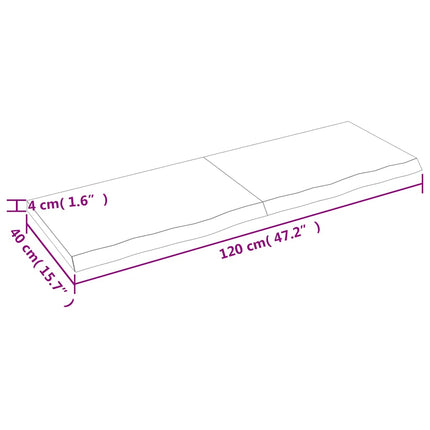 Bordsskiva ljusbrun 120x40x(2-4) cm behandlad massiv ek