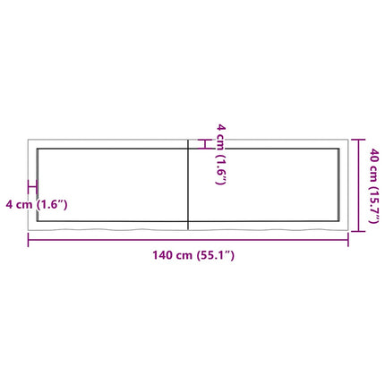 Bordsskiva ljusbrun 140x40x(2-4) cm behandlad massiv ek