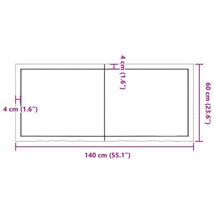 Bordsskiva ljusbrun 140x60x(2-4) cm behandlad massiv ek