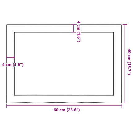 Bordsskiva mörkbrun 60x40x(2-4) cm behandlad massiv ek