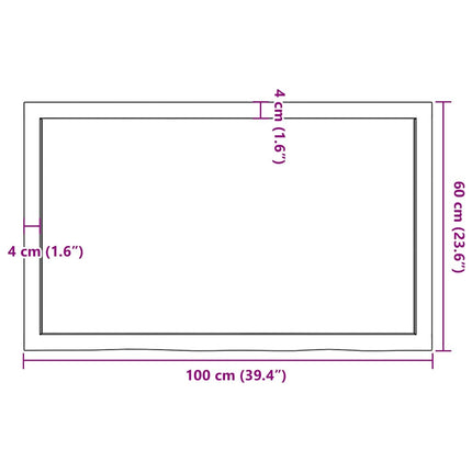 Bordsskiva mörkbrun 100x60x(2-6) cm behandlad massiv ek
