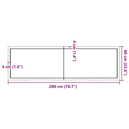 Bordsskiva mörkbrun 200x60x(2-6) cm behandlad massiv ek