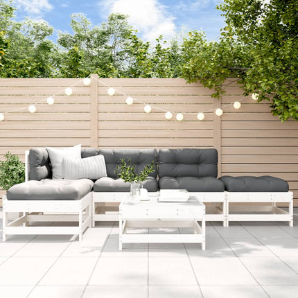 Loungegrupp för trädgården med dynor 6 delar vit massiv teak