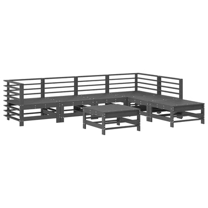 Loungegrupp för trädgården med dynor 7 delar grå massivt trä