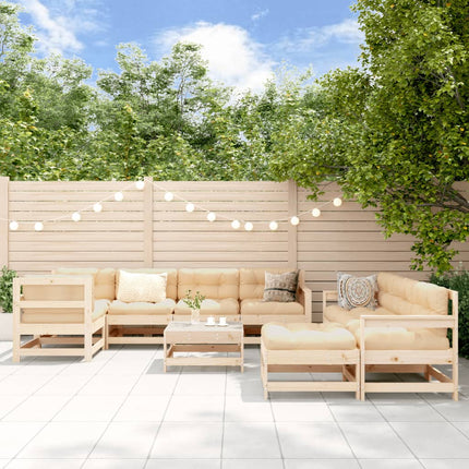 Loungegrupp för trädgården med dynor 10 delar massivt trä