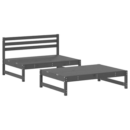 Loungegrupp för trädgården med dynor 2 delar grå massivt trä