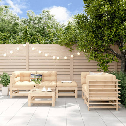 Loungegrupp för trädgården 6 delar massiv furu