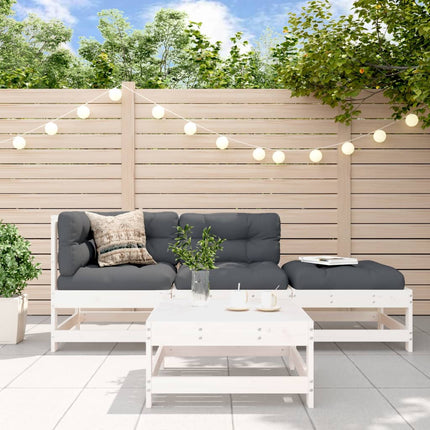 Loungegrupp för trädgården 4 delar vit massiv furu