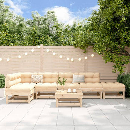 Loungegrupp för trädgården 7 delar massiv furu
