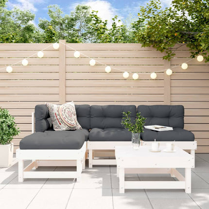 Loungegrupp för trädgården 5 delar vit massiv furu