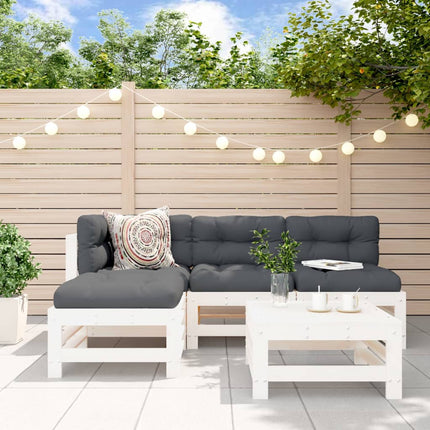Loungegrupp för trädgården 5 delar vit massiv furu