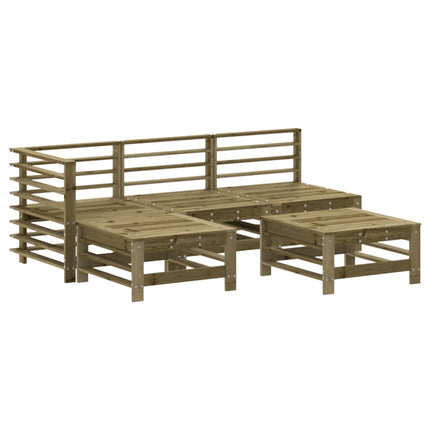 Loungegrupp med dynor 5 delar impregnerad furu