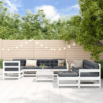 Loungegrupp för trädgården 10 delar vit massiv furu
