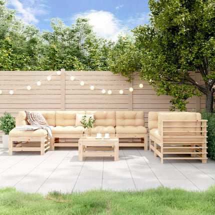 Loungegrupp för trädgården 8 delar massiv furu