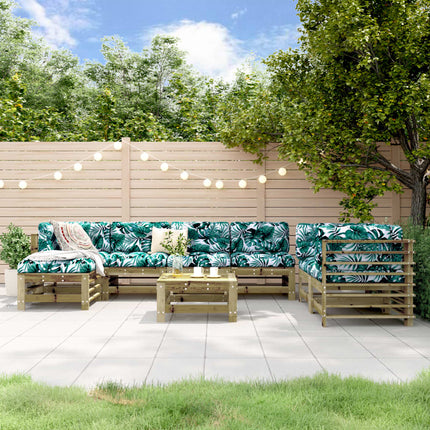 Loungegrupp med dynor 8 delar impregnerad furu