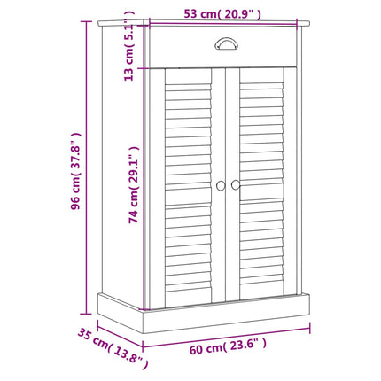Skoskåp VIGO grå 60x35x96 cm massiv furu