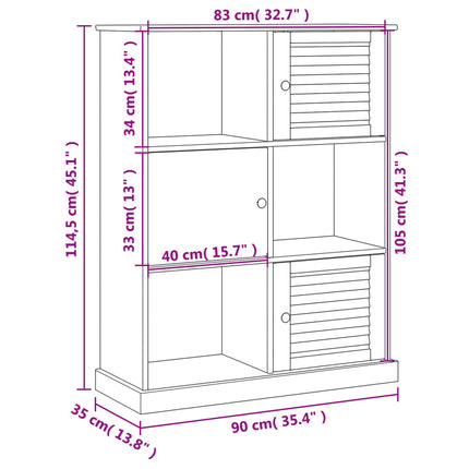 Bokhylla VIGO grå 90x35x114,5 cm massiv furu