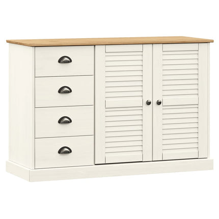 Skänk med lådor vit VIGO 113x40x75 cm massiv furu
