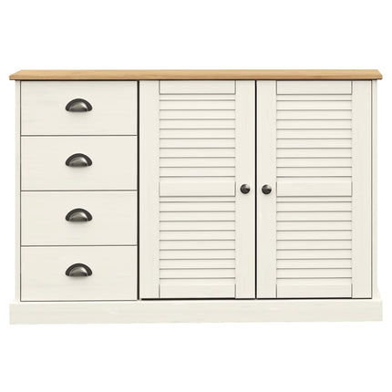 Skänk med lådor vit VIGO 113x40x75 cm massiv furu
