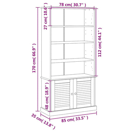 Bokhylla VIGO vit 85x35x170 cm massiv furu