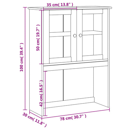 Överdel kommod VIGO 78x30x100 cm massiv furu