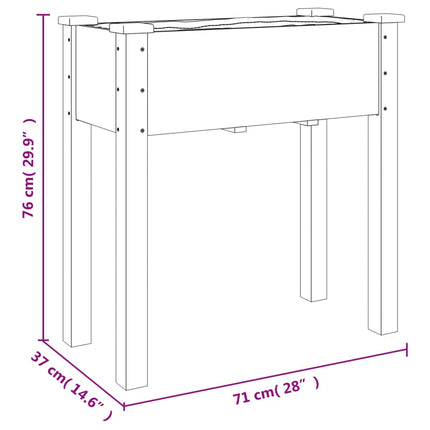 Odlingslåda på hjul med foder brun 71x37x80 cm massivt granträ