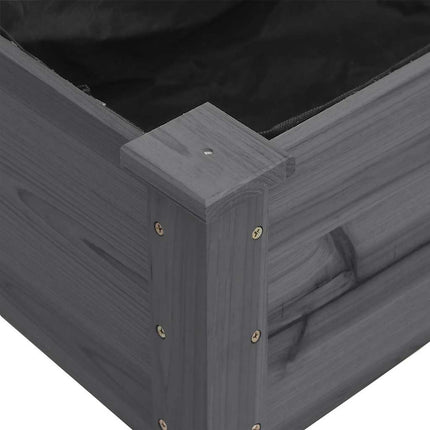 Odlingslåda på hjul med foder grå 118x59x80 cm massivt granträ