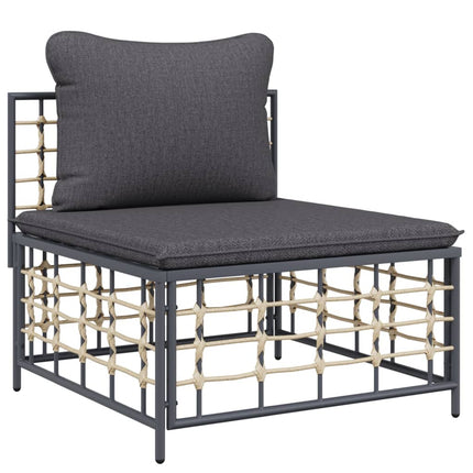 Loungegrupp 4 delar med dynor antracit konstrotting