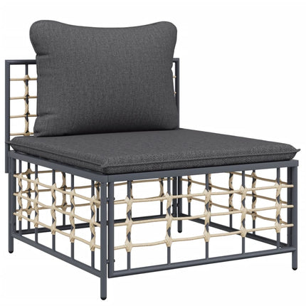 Loungegrupp 9 delar med dynor antracit konstrotting