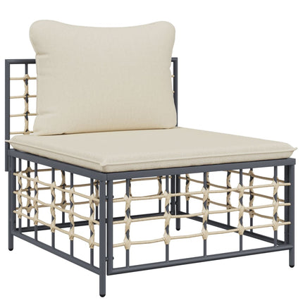 Loungegrupp 4 delar med dynor antracit konstrotting