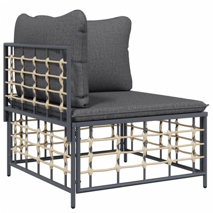 Loungegrupp 5 delar med dynor antracit konstrotting