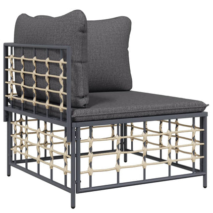 Loungegrupp 5 delar med dynor antracit konstrotting