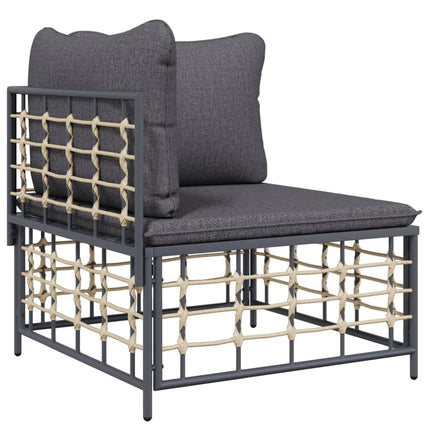 Loungegrupp 7 delar med dynor antracit konstrotting