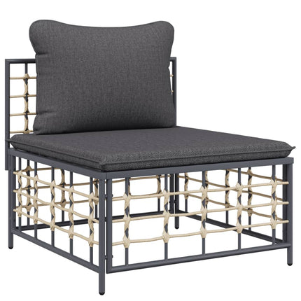 Loungegrupp 9 delar med dynor antracit konstrotting