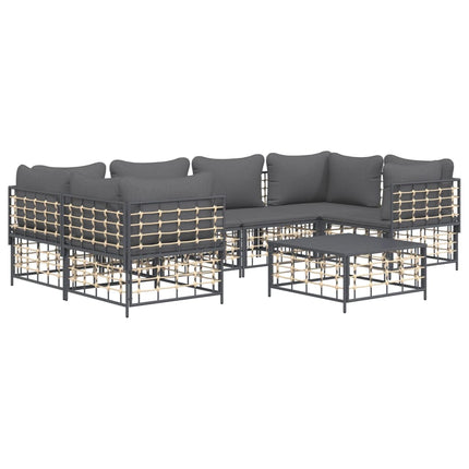 Loungegrupp 7 delar med dynor antracit konstrotting