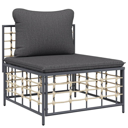 Loungegrupp 10 delar med dynor antracit konstrotting