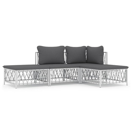 Loungegrupp 4 delar med dynor vit stål