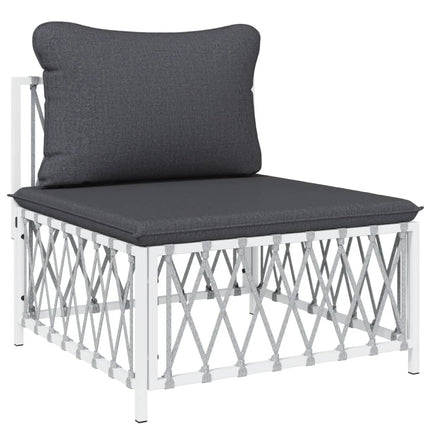Loungegrupp 4 delar med dynor vit stål