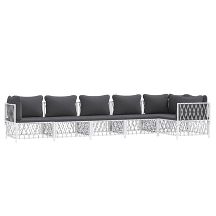Loungegrupp 6 delar med dynor vit stål