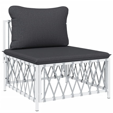 Loungegrupp 5 delar med dynor vit stål