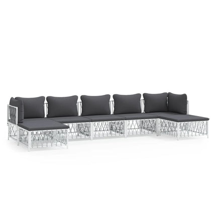 Loungegrupp 7 delar med dynor vit stål